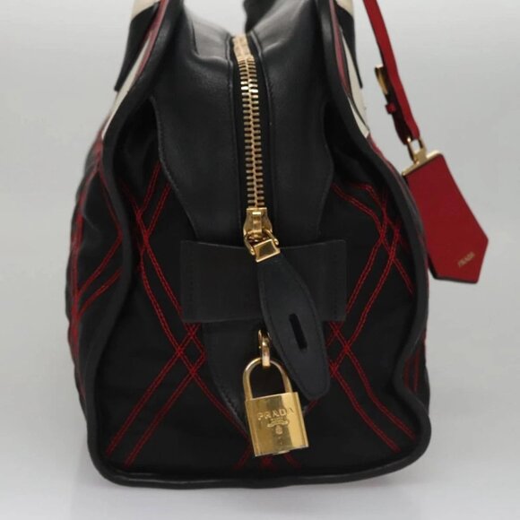PRADA Hand Bag Nylon Black Red white Auth 105507V - Picture 6 of 15